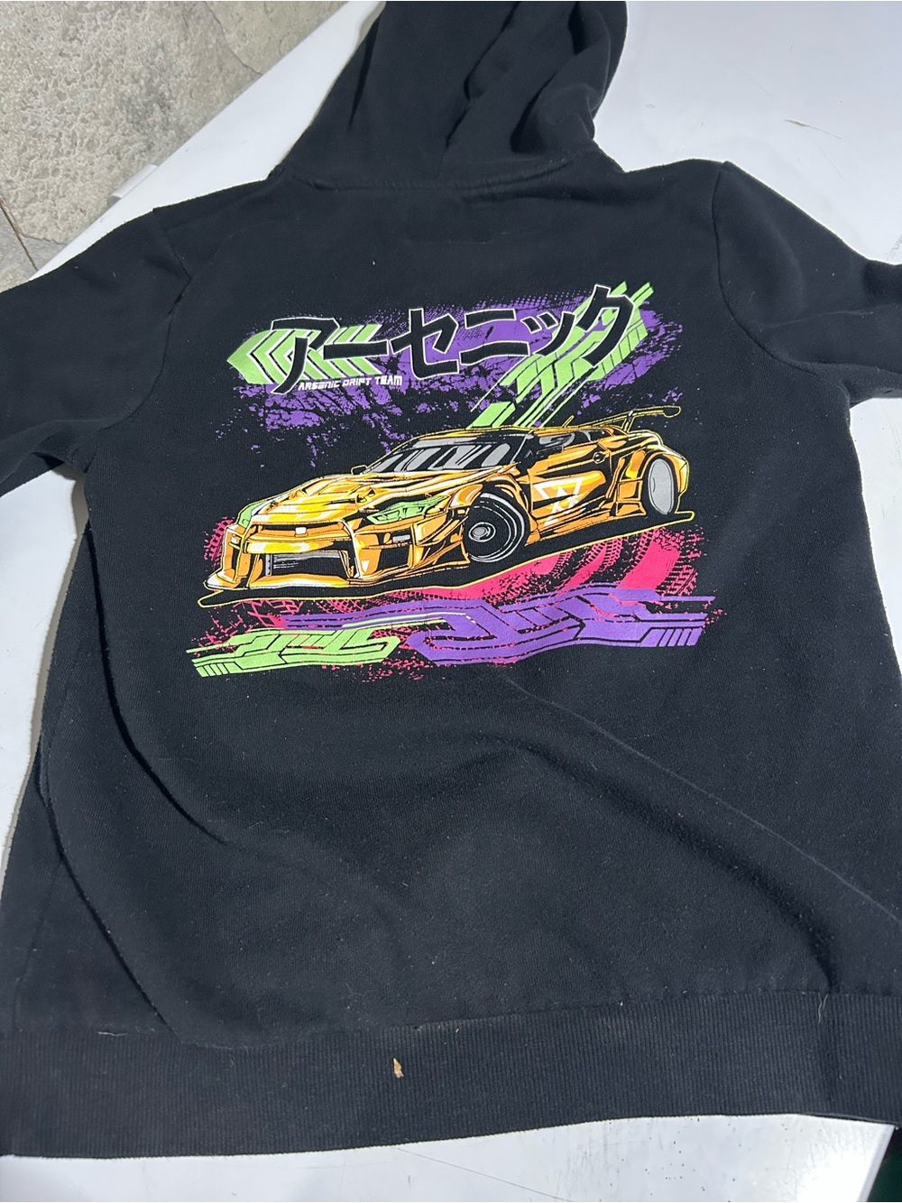 Kids Black Arsenic Drift Team Hoodie with graphic size 14 youth